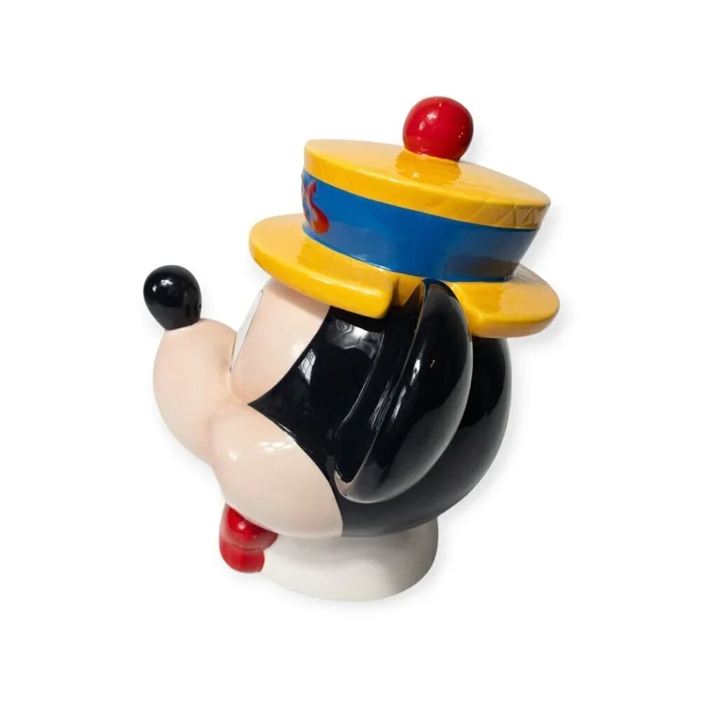 Vintage Disney Mickey Mouse Ceramic Cookie Jar With Hat Lid & Bright Colors
